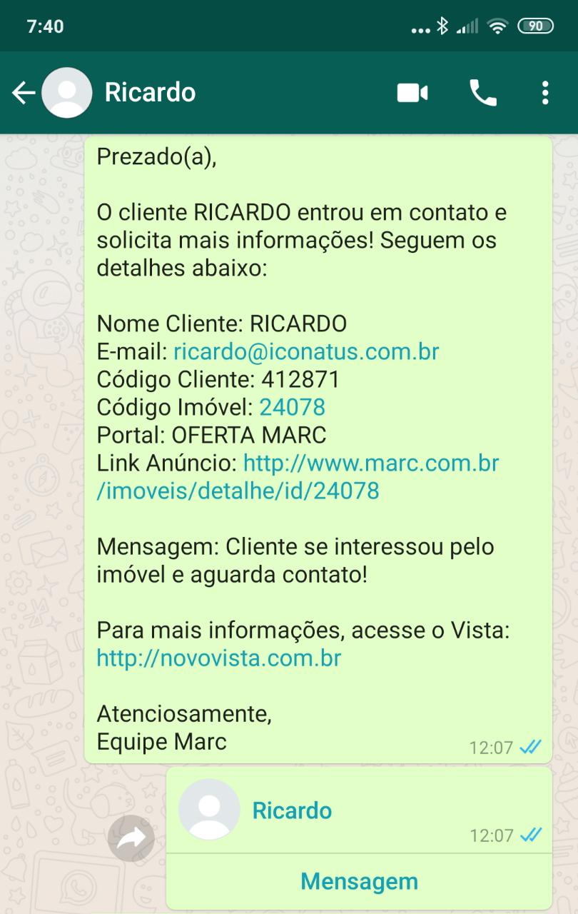 Notificação WhatsApp para corretores